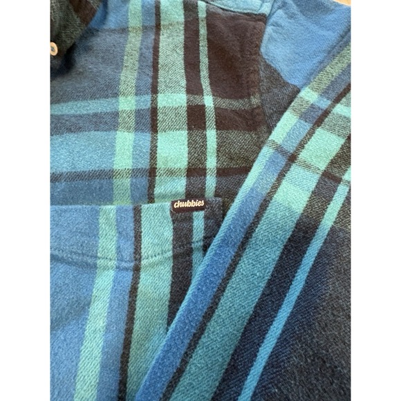 Chubbies Flannel Shirt Mens LG Blue Cotton Button Down Plaid Long Sleeve - Picture 3 of 7